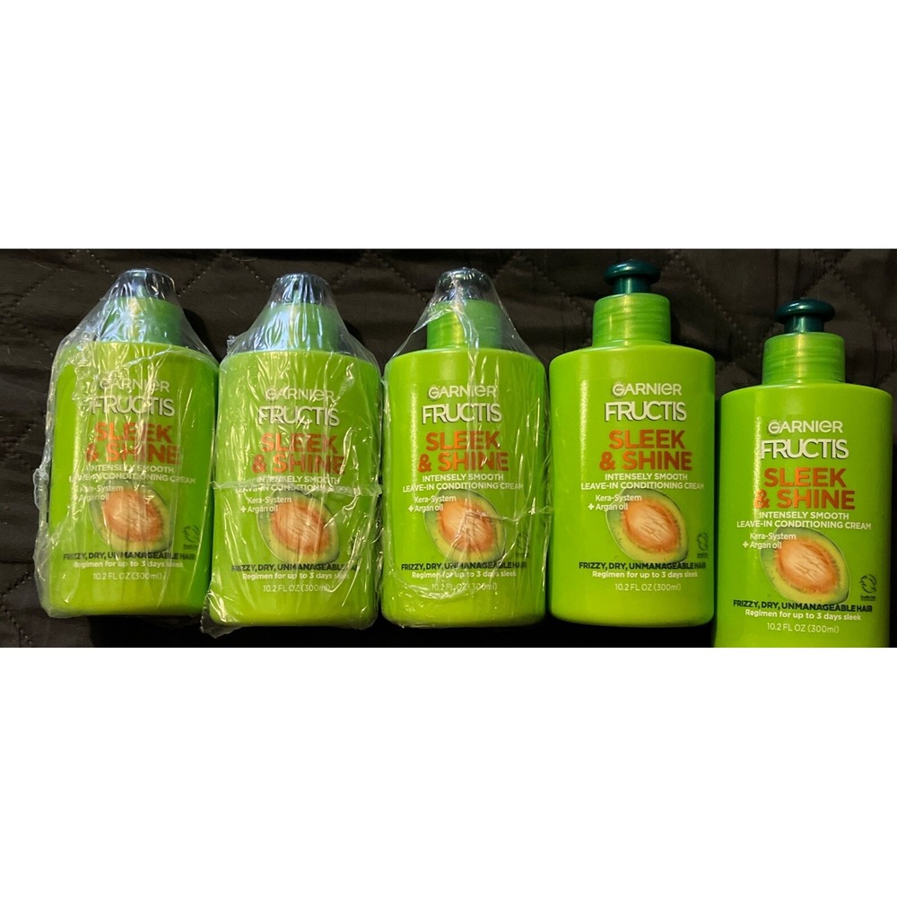 Lot Of 5 Garnier Fructis Sleek & Shine Leave In Conditioning Cream 10.2oz